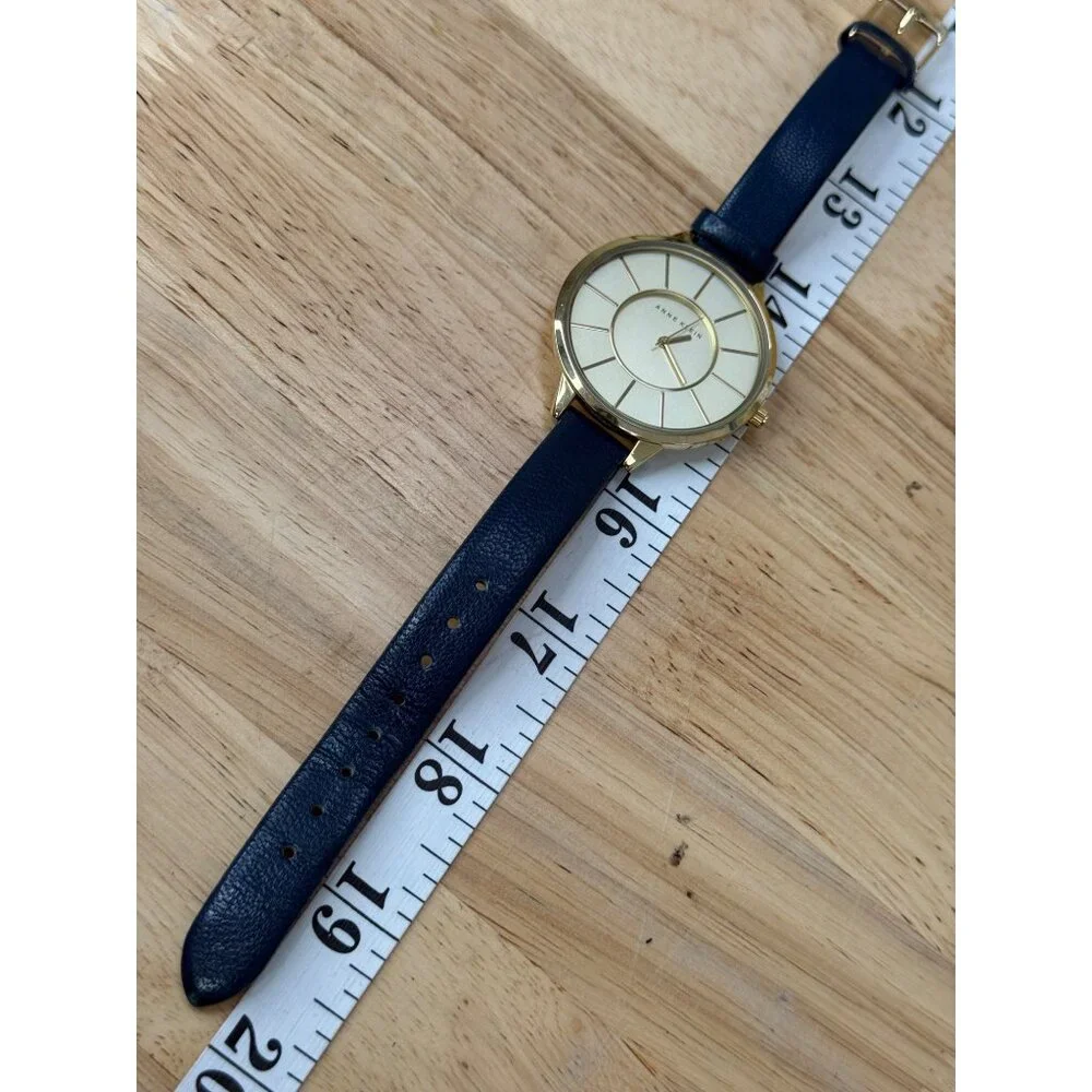 Anne Klein Womens Gold-Tone Watch With Blue Genuine Leather Strap NOT TESTED‎